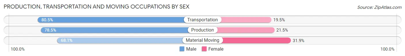 Production, Transportation and Moving Occupations by Sex in Zip Code 28546