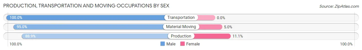 Production, Transportation and Moving Occupations by Sex in Zip Code 28572
