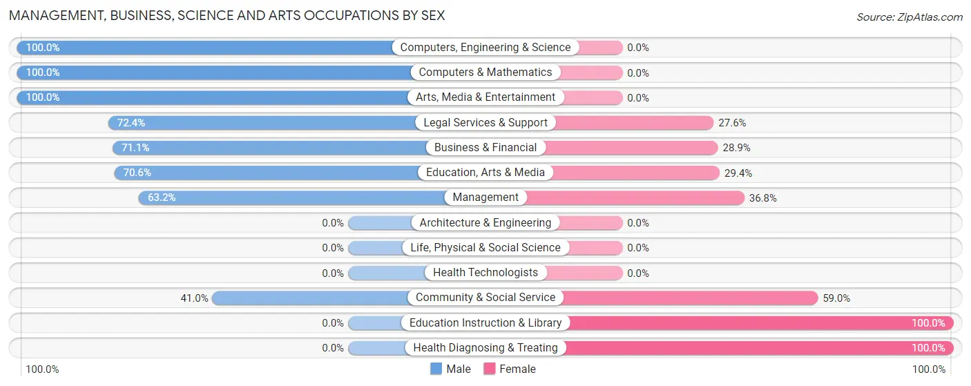 Management, Business, Science and Arts Occupations by Sex in Zip Code 28573