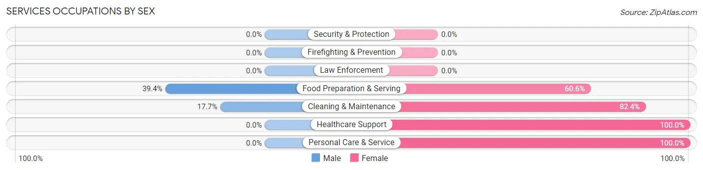 Services Occupations by Sex in Zip Code 28573