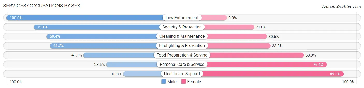 Services Occupations by Sex in Zip Code 28602