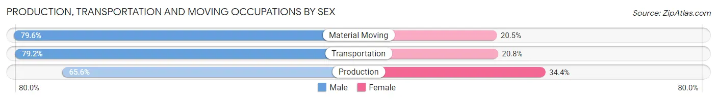 Production, Transportation and Moving Occupations by Sex in Zip Code 28645