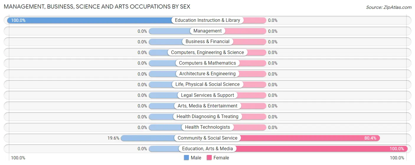 Management, Business, Science and Arts Occupations by Sex in Zip Code 28664