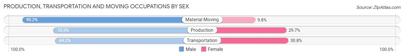 Production, Transportation and Moving Occupations by Sex in Zip Code 28673
