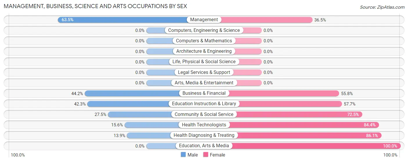 Management, Business, Science and Arts Occupations by Sex in Zip Code 28679