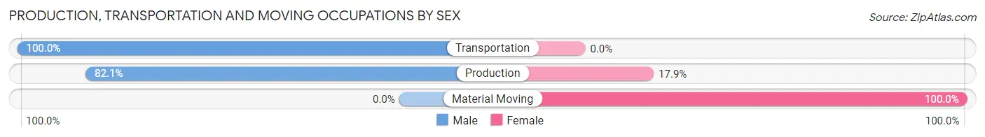 Production, Transportation and Moving Occupations by Sex in Zip Code 28693