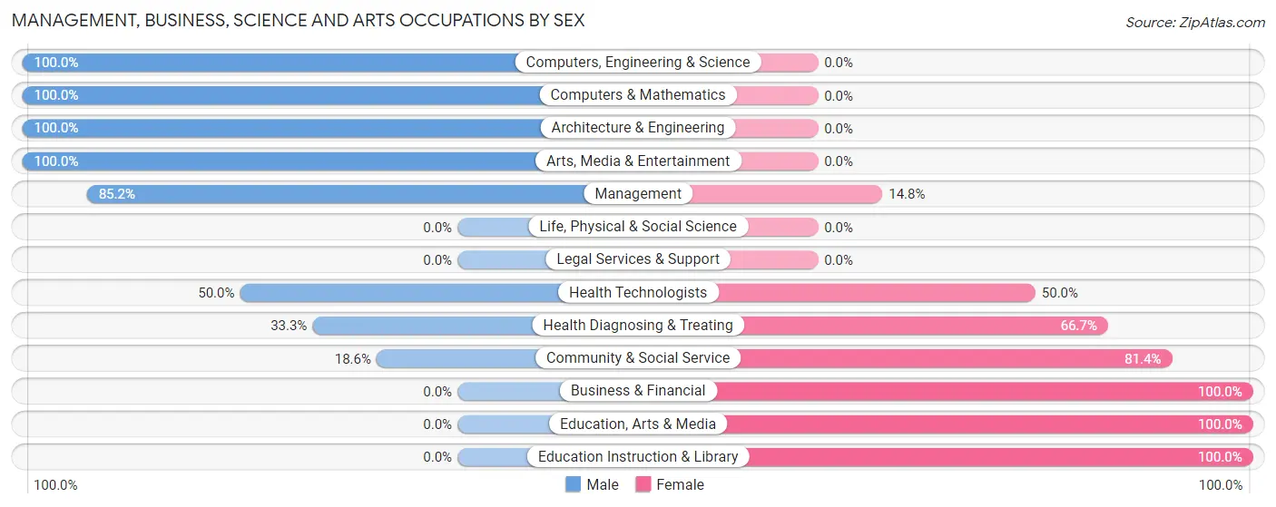 Management, Business, Science and Arts Occupations by Sex in Zip Code 28698