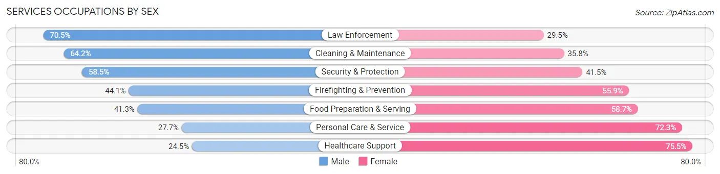 Services Occupations by Sex in Zip Code 28712