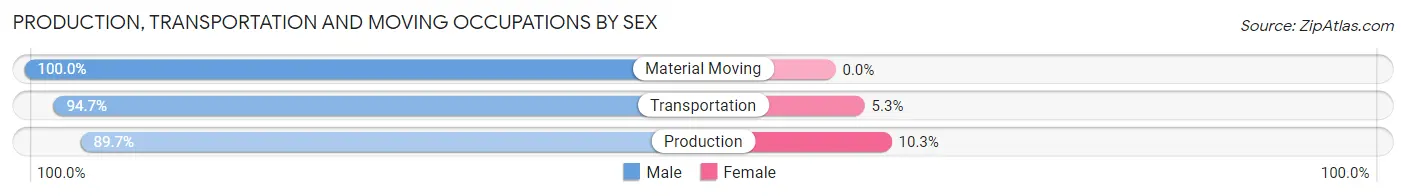 Production, Transportation and Moving Occupations by Sex in Zip Code 28713