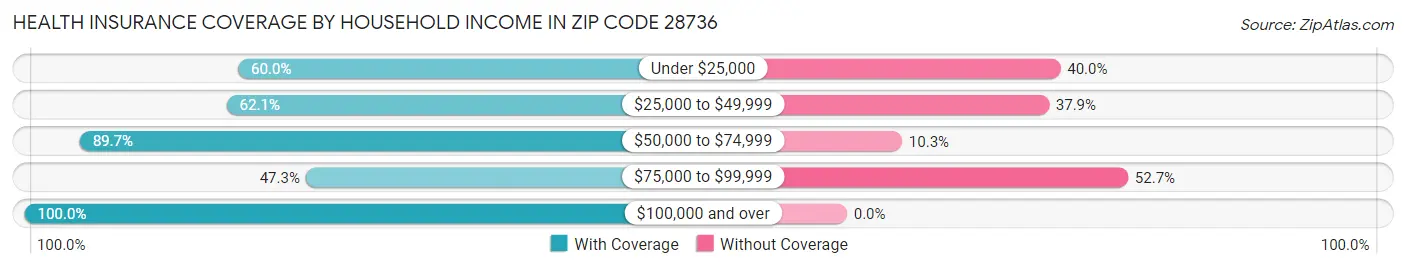 Health Insurance Coverage by Household Income in Zip Code 28736