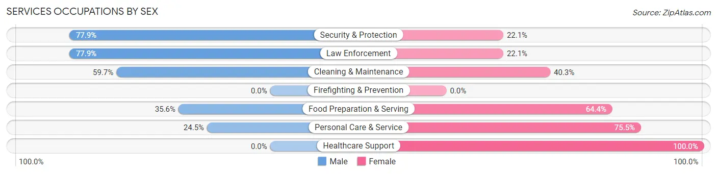 Services Occupations by Sex in Zip Code 28777