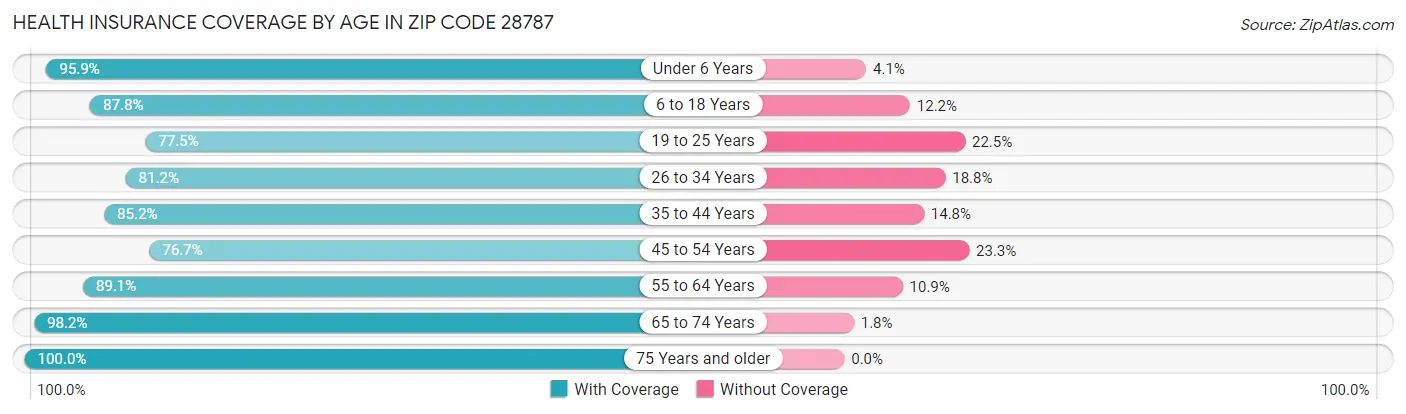 Health Insurance Coverage by Age in Zip Code 28787
