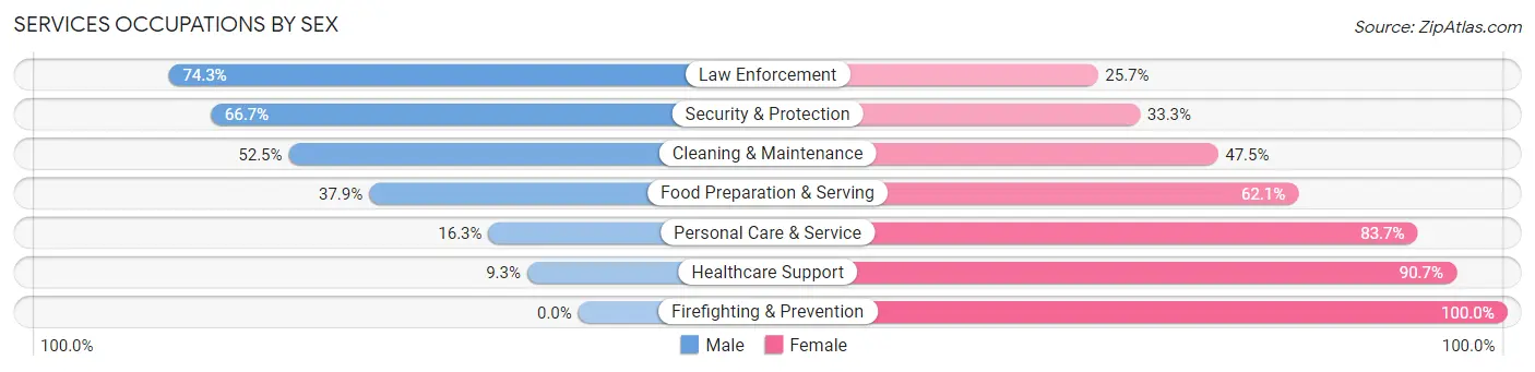 Services Occupations by Sex in Zip Code 28801
