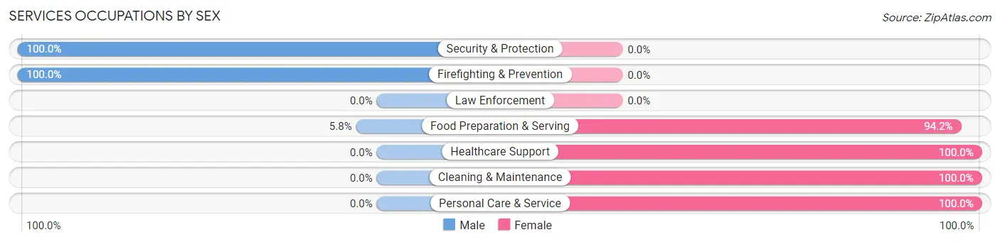 Services Occupations by Sex in Zip Code 29001