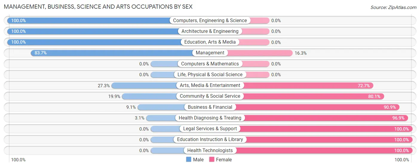 Management, Business, Science and Arts Occupations by Sex in Zip Code 29030