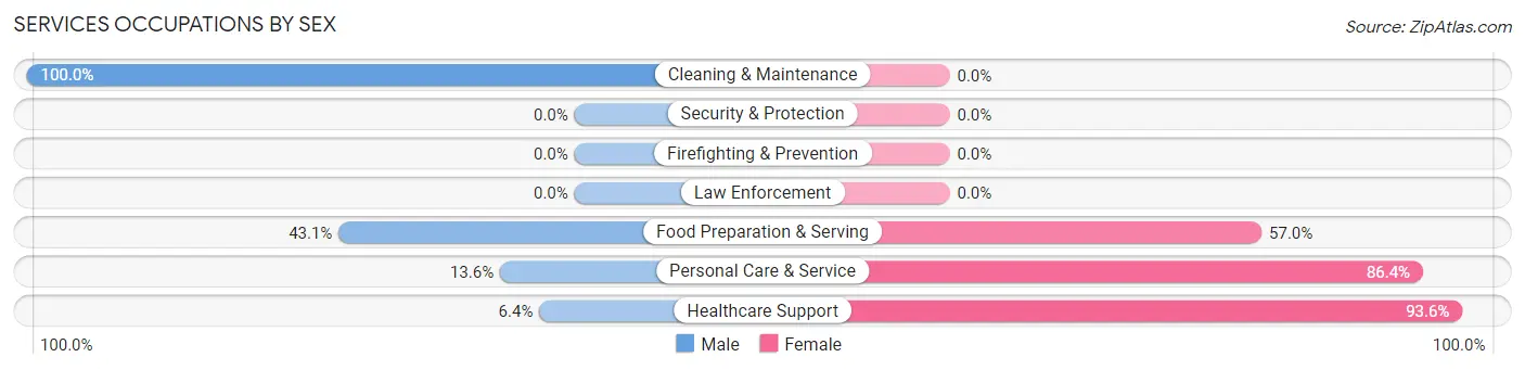 Services Occupations by Sex in Zip Code 29042