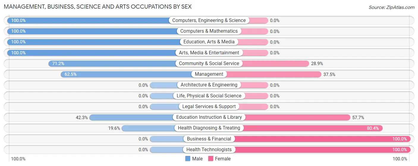 Management, Business, Science and Arts Occupations by Sex in Zip Code 29056