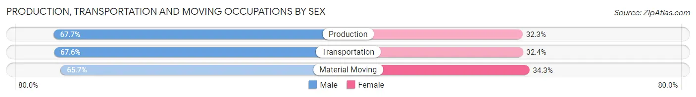 Production, Transportation and Moving Occupations by Sex in Zip Code 29115