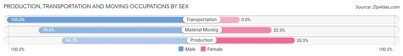 Production, Transportation and Moving Occupations by Sex in Zip Code 29146