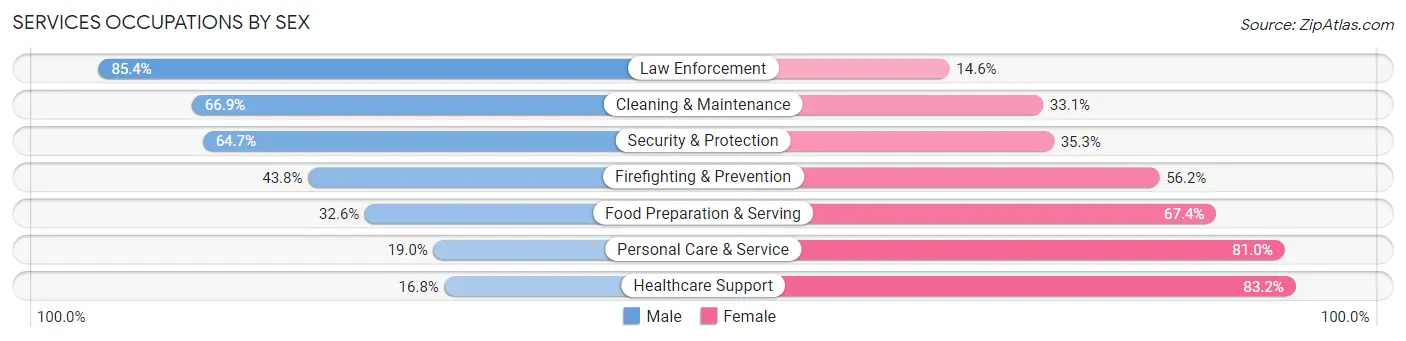 Services Occupations by Sex in Zip Code 29150