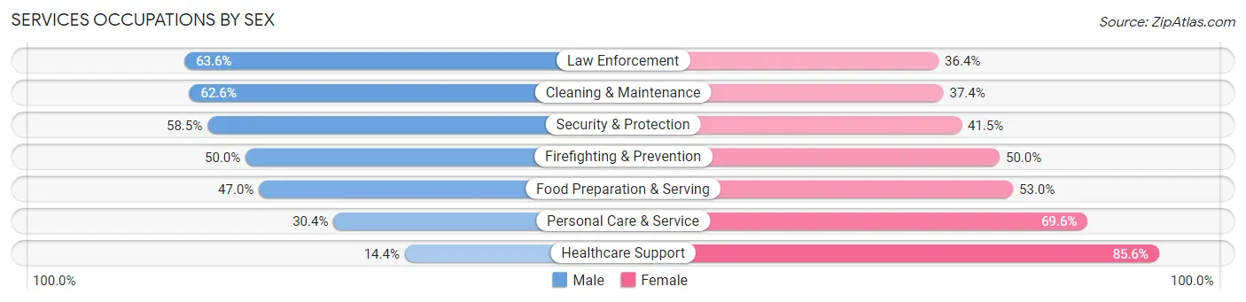 Services Occupations by Sex in Zip Code 29302