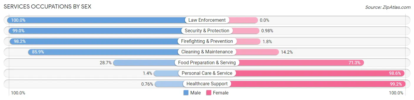 Services Occupations by Sex in Zip Code 29323