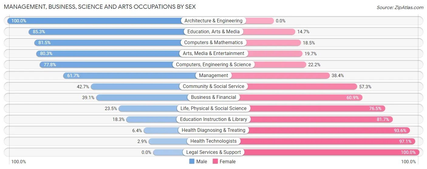 Management, Business, Science and Arts Occupations by Sex in Zip Code 29356
