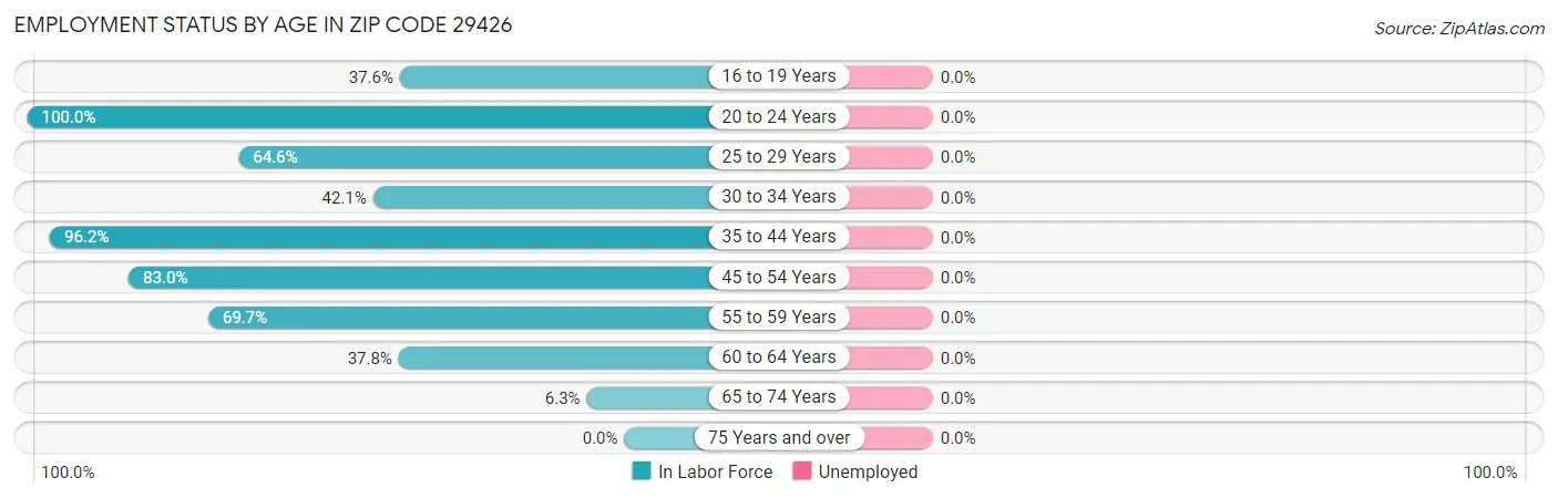 Employment Status by Age in Zip Code 29426
