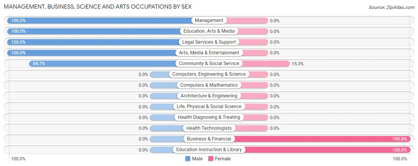 Management, Business, Science and Arts Occupations by Sex in Zip Code 29439