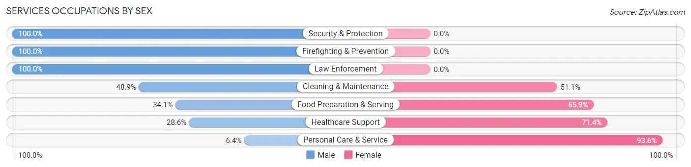 Services Occupations by Sex in Zip Code 29466