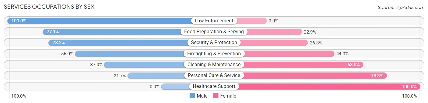 Services Occupations by Sex in Zip Code 29470