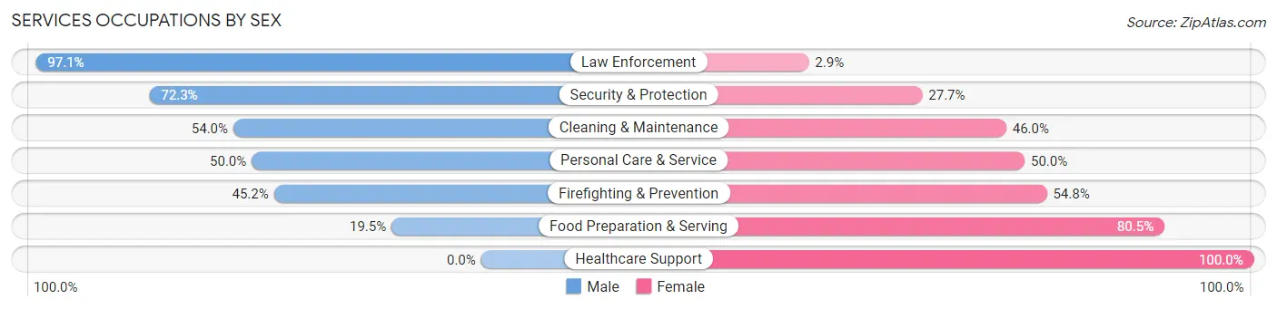 Services Occupations by Sex in Zip Code 29472