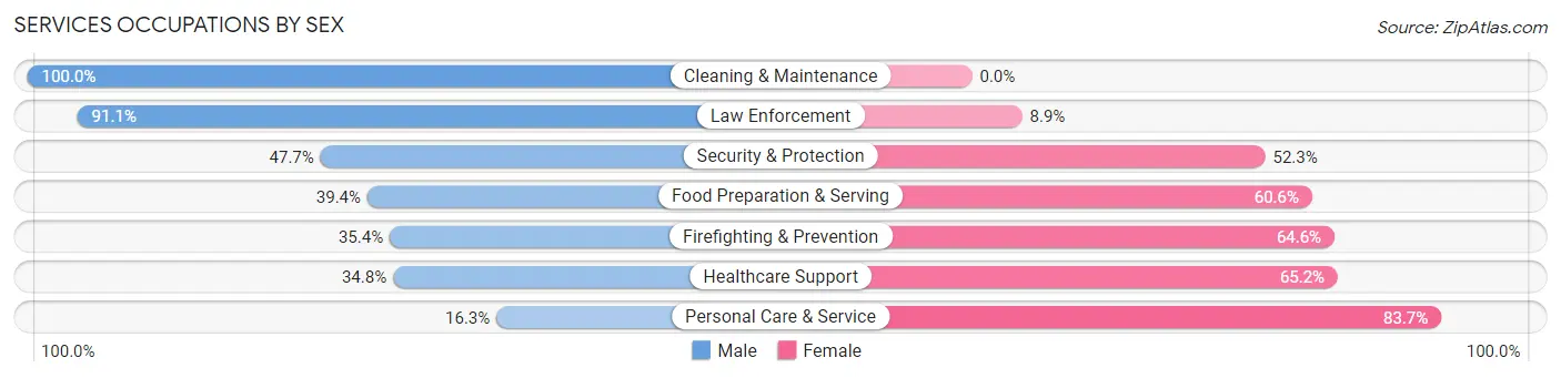 Services Occupations by Sex in Zip Code 29492