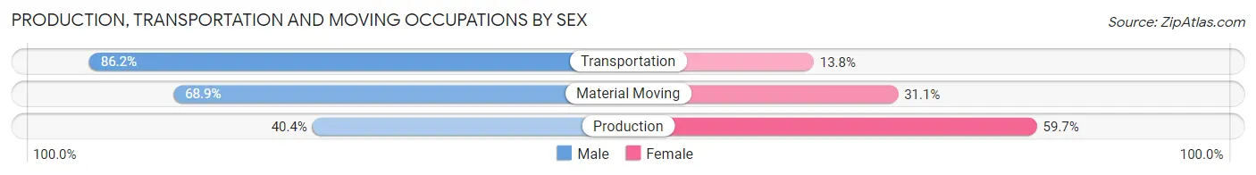 Production, Transportation and Moving Occupations by Sex in Zip Code 29536