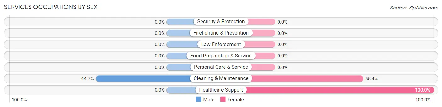 Services Occupations by Sex in Zip Code 29545