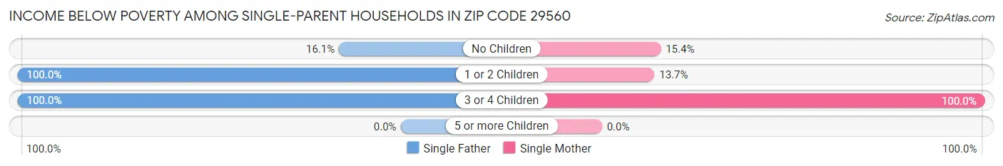 Income Below Poverty Among Single-Parent Households in Zip Code 29560