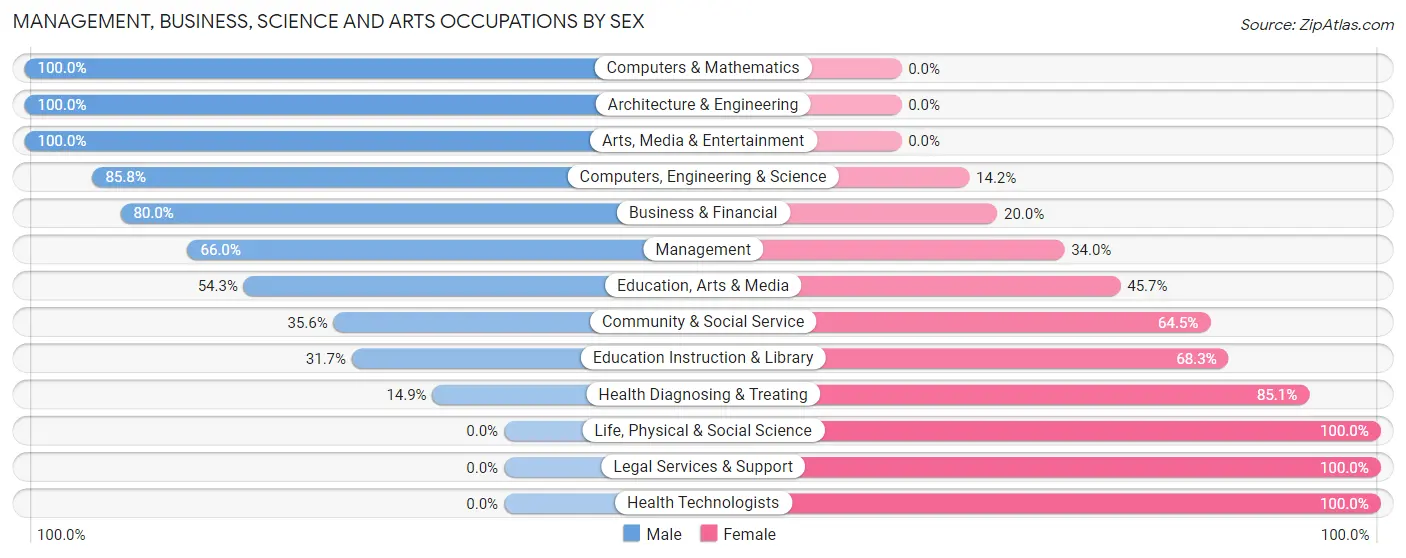 Management, Business, Science and Arts Occupations by Sex in Zip Code 29560