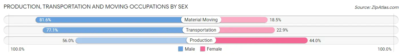 Production, Transportation and Moving Occupations by Sex in Zip Code 29607