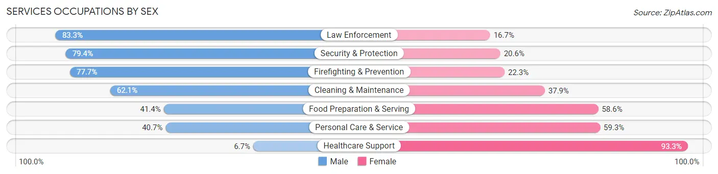 Services Occupations by Sex in Zip Code 29607