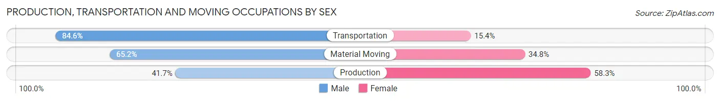 Production, Transportation and Moving Occupations by Sex in Zip Code 29613