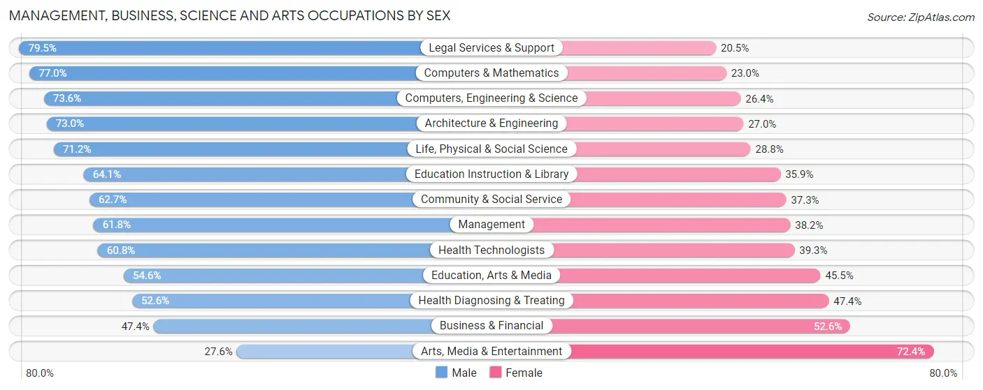Management, Business, Science and Arts Occupations by Sex in Zip Code 29631