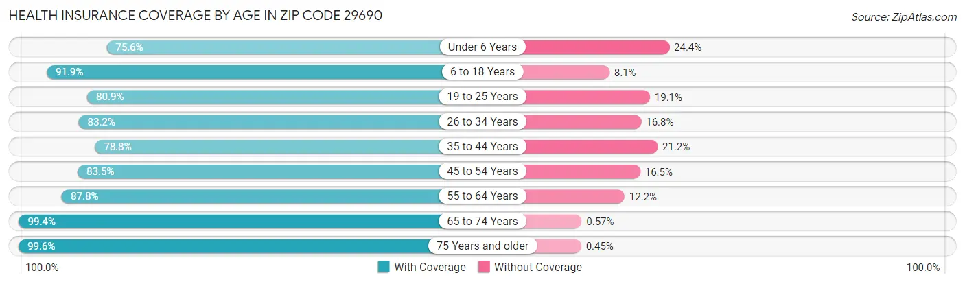 Health Insurance Coverage by Age in Zip Code 29690
