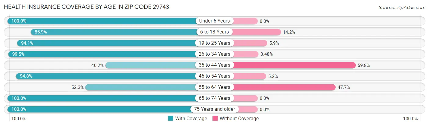 Health Insurance Coverage by Age in Zip Code 29743