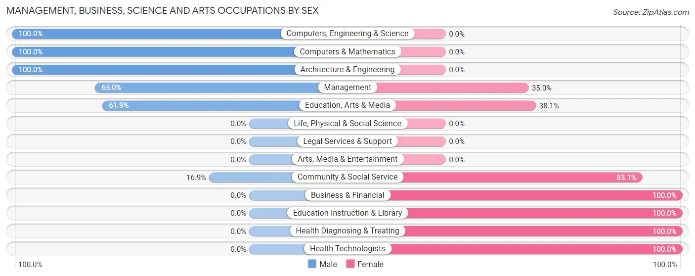 Management, Business, Science and Arts Occupations by Sex in Zip Code 29827