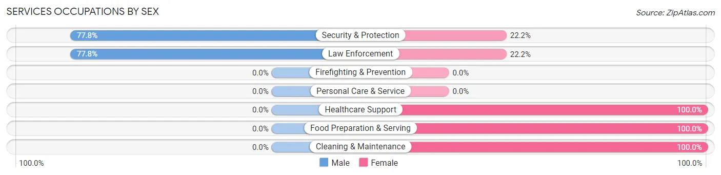 Services Occupations by Sex in Zip Code 29848