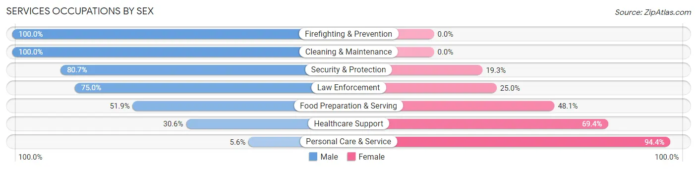 Services Occupations by Sex in Zip Code 29860