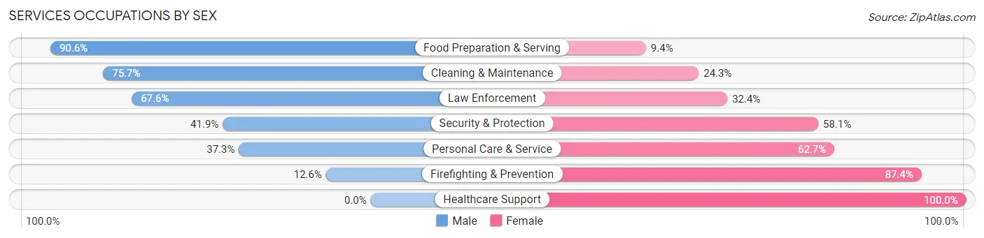 Services Occupations by Sex in Zip Code 29907