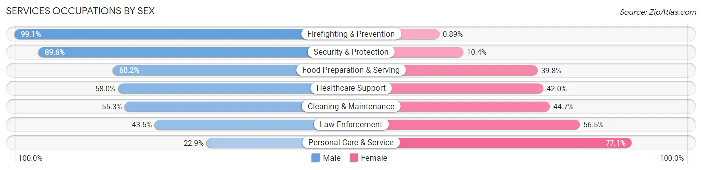 Services Occupations by Sex in Zip Code 29909
