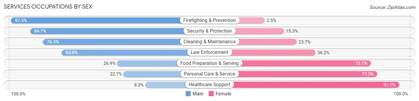 Services Occupations by Sex in Zip Code 30052