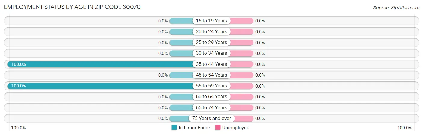 Employment Status by Age in Zip Code 30070